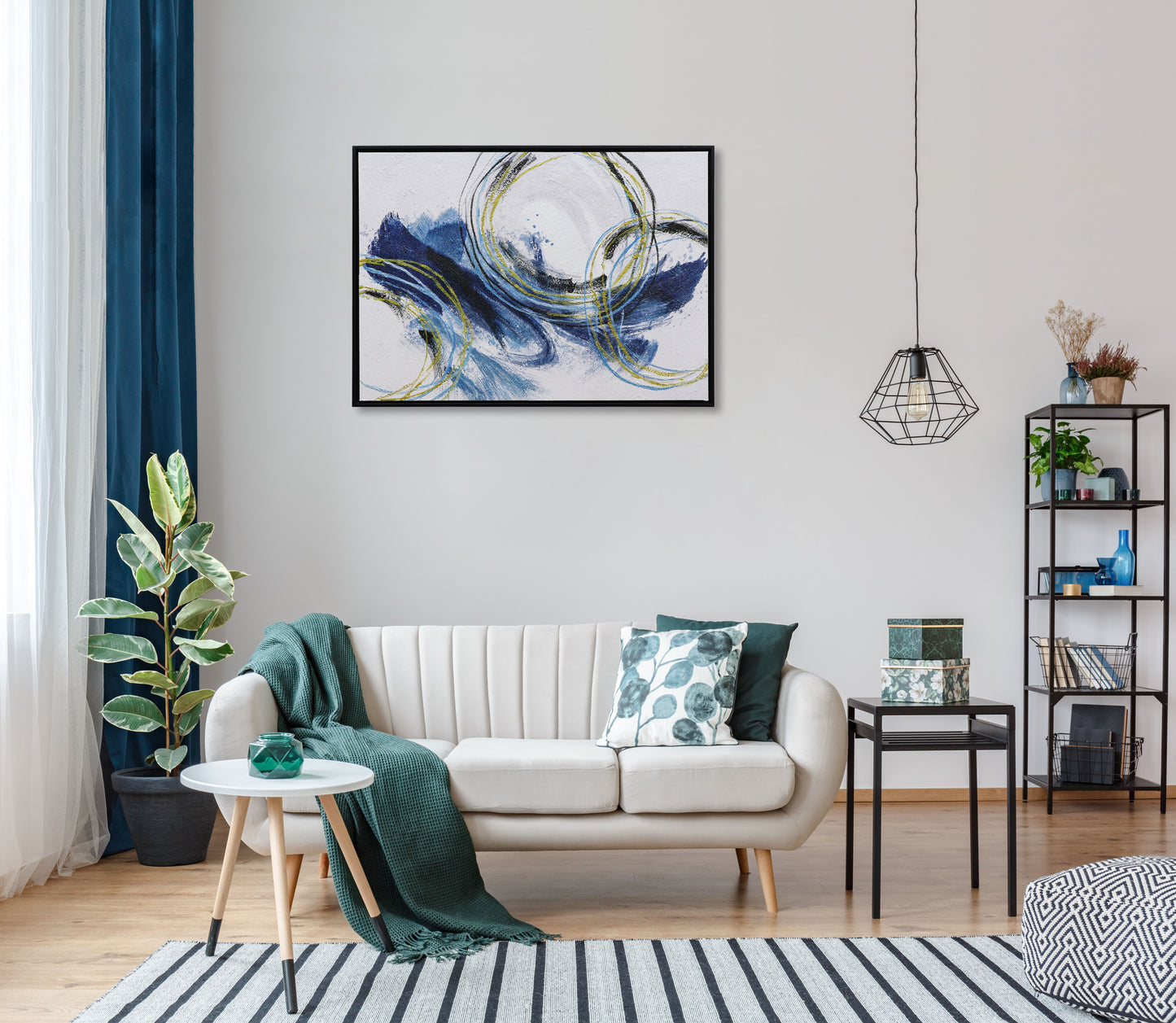 Abstract Blue Black Gold Circls