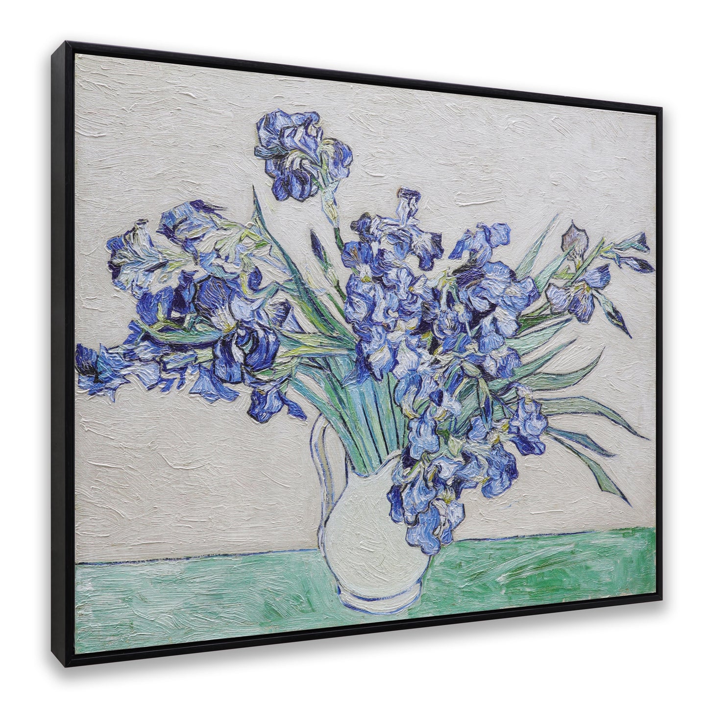Blue Irises in White Vase