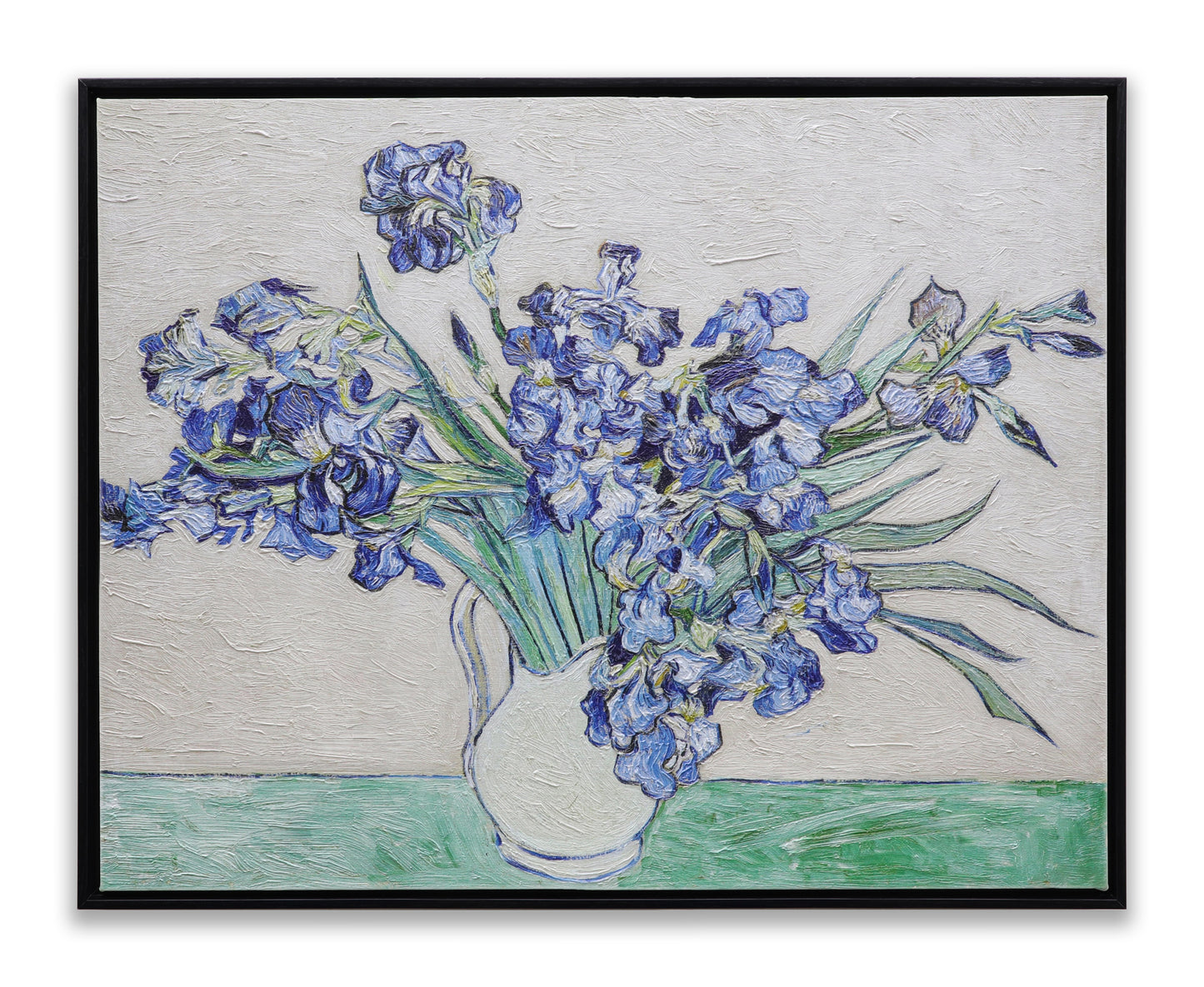 Blue Irises in White Vase