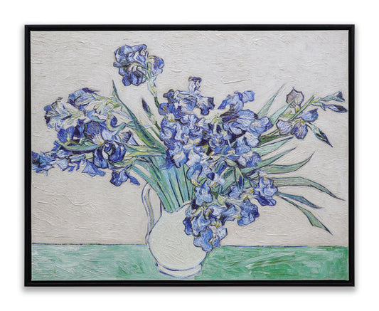 Blue Irises in White Vase