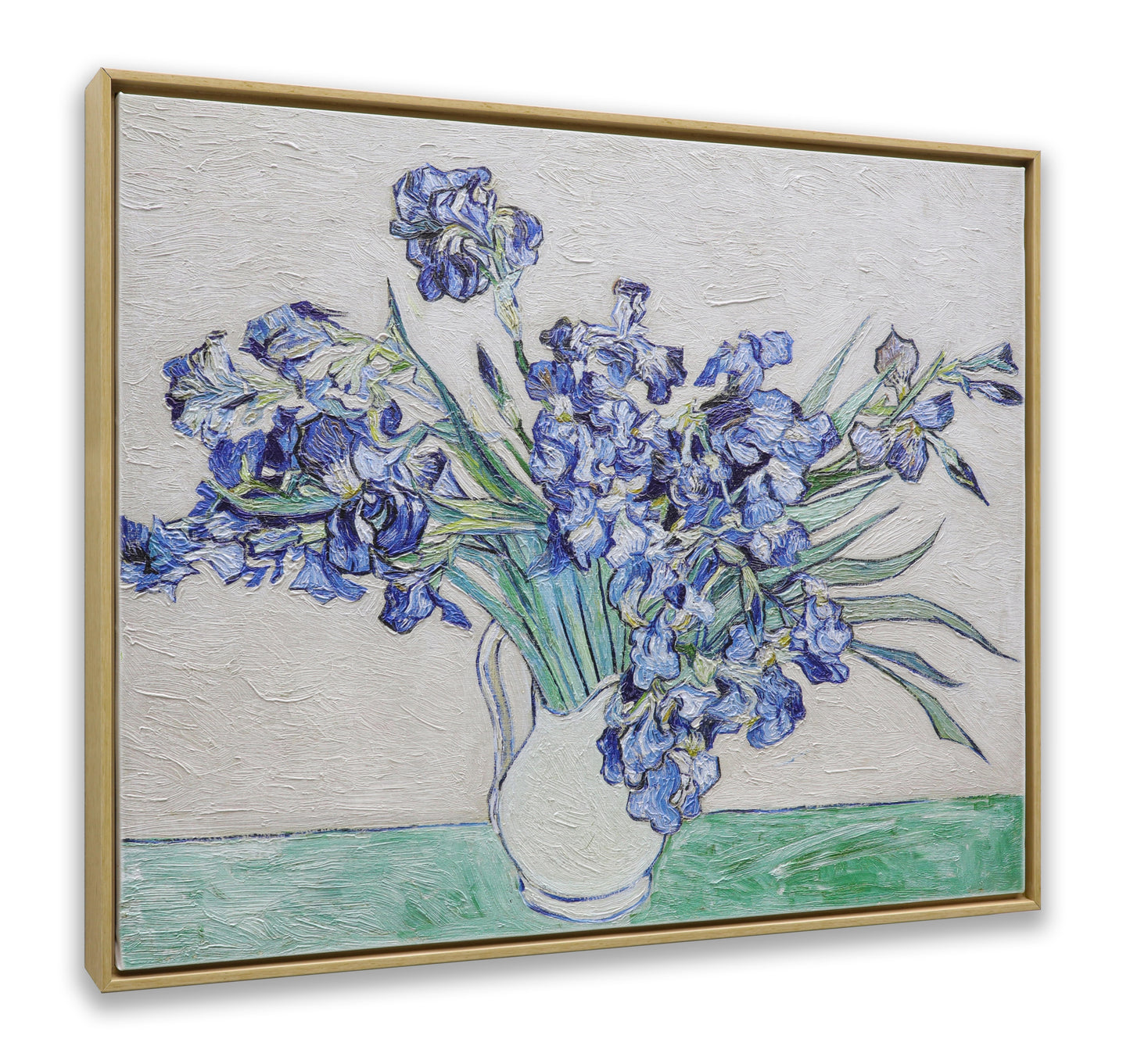 Blue Irises in White Vase