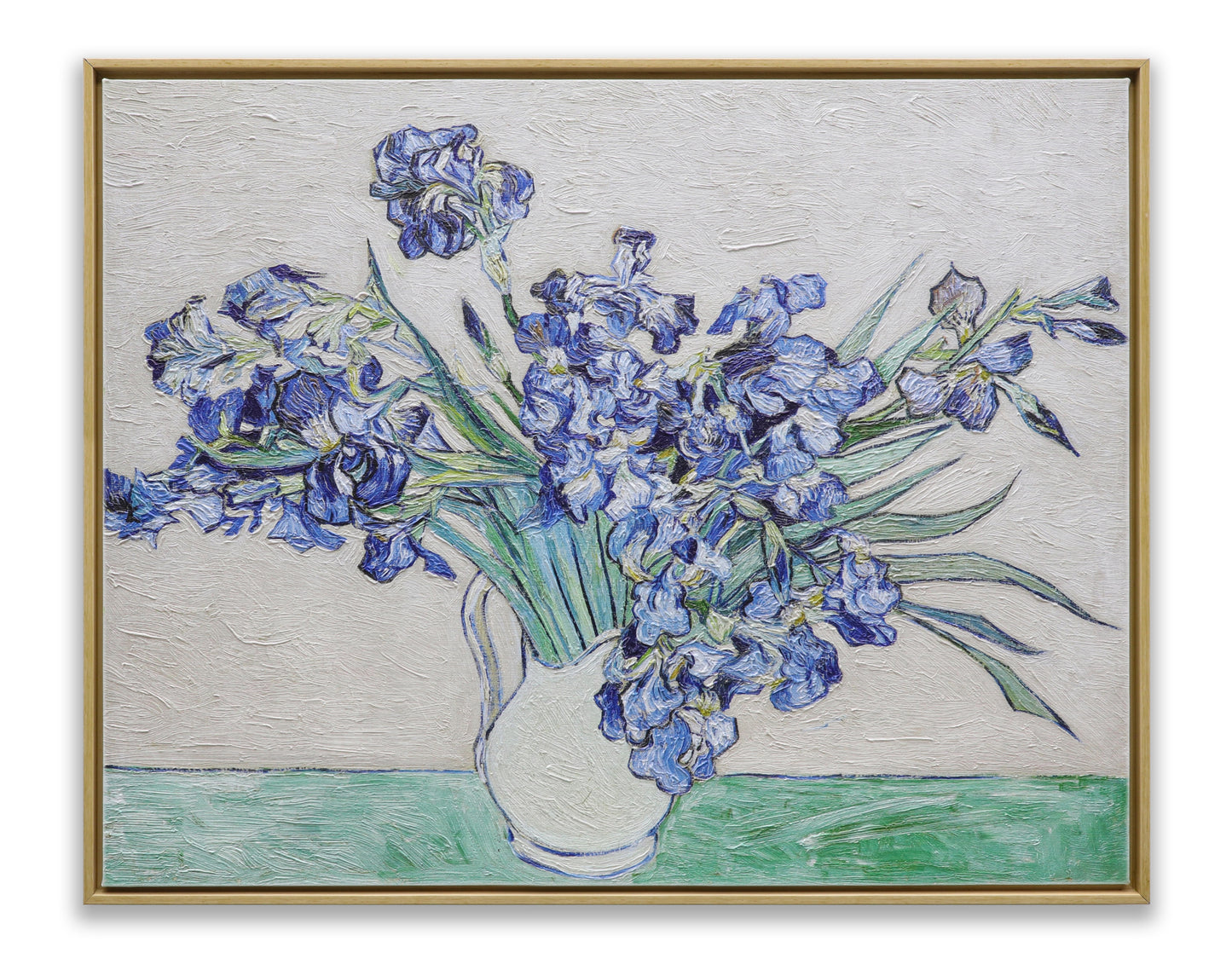 Blue Irises in White Vase