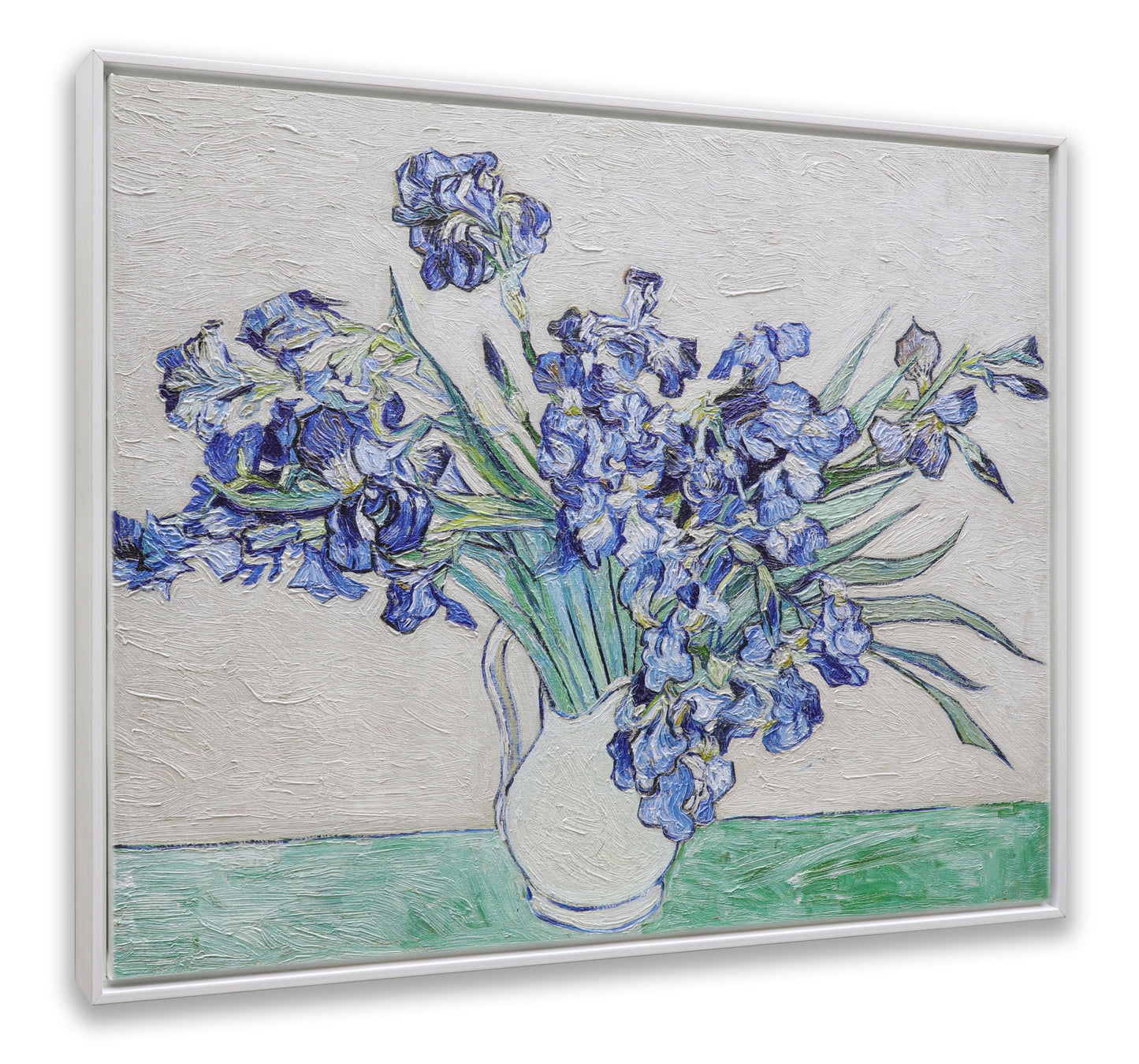 Blue Irises in White Vase