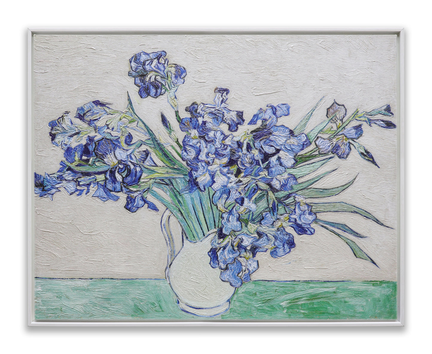 Blue Irises in White Vase