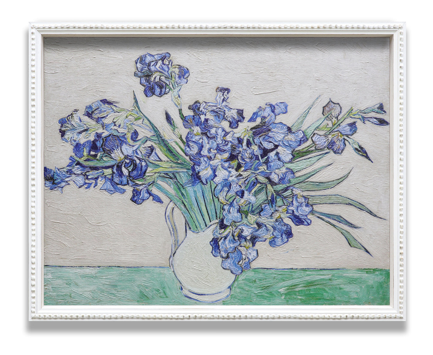 Blue Irises in White Vase