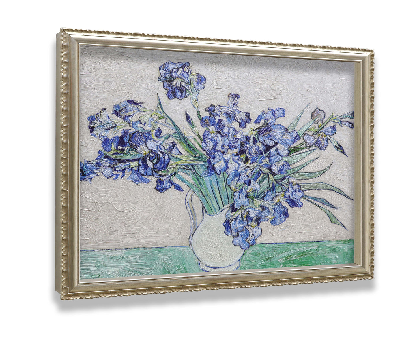 Blue Irises in White Vase