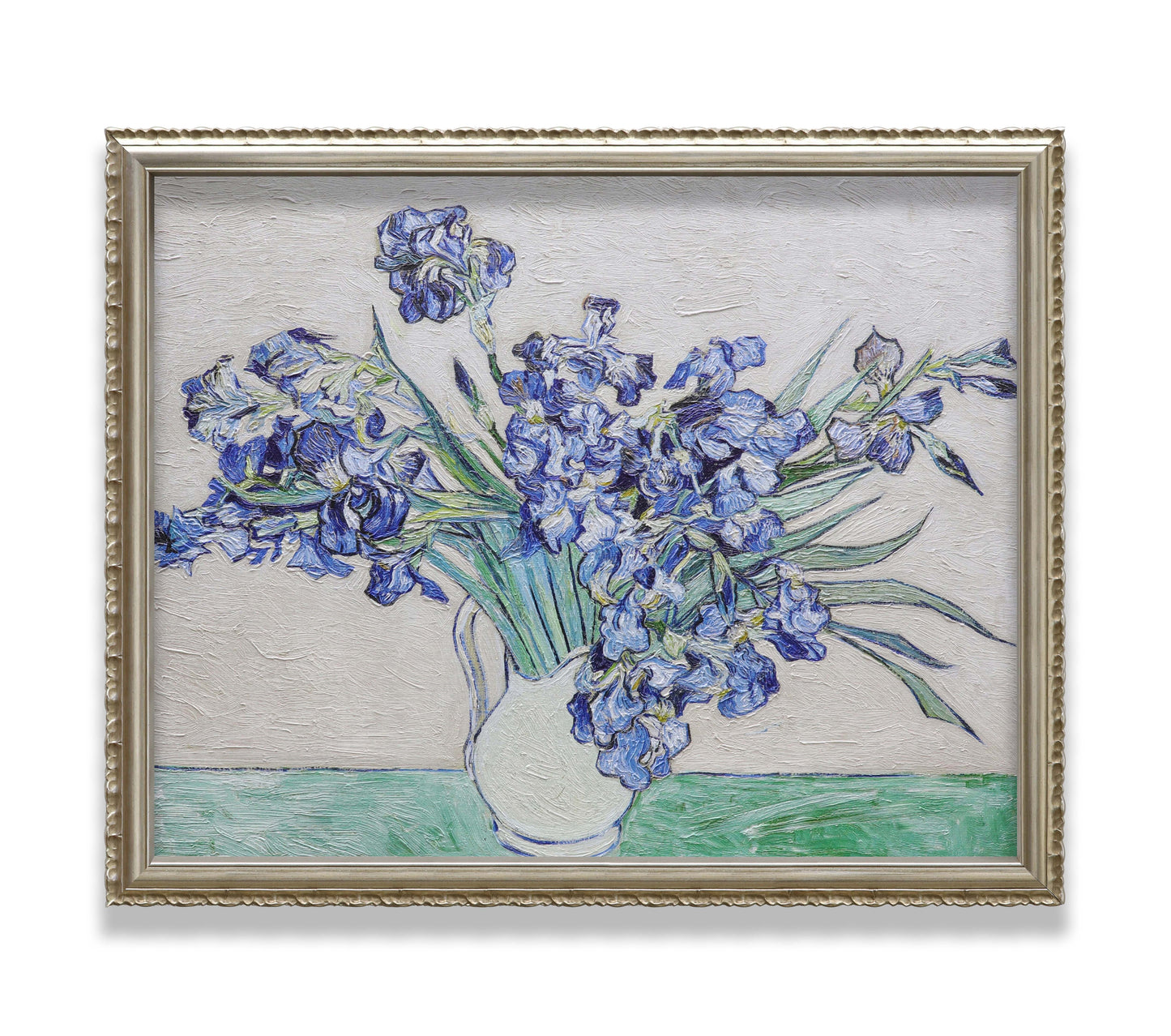 Blue Irises in White Vase