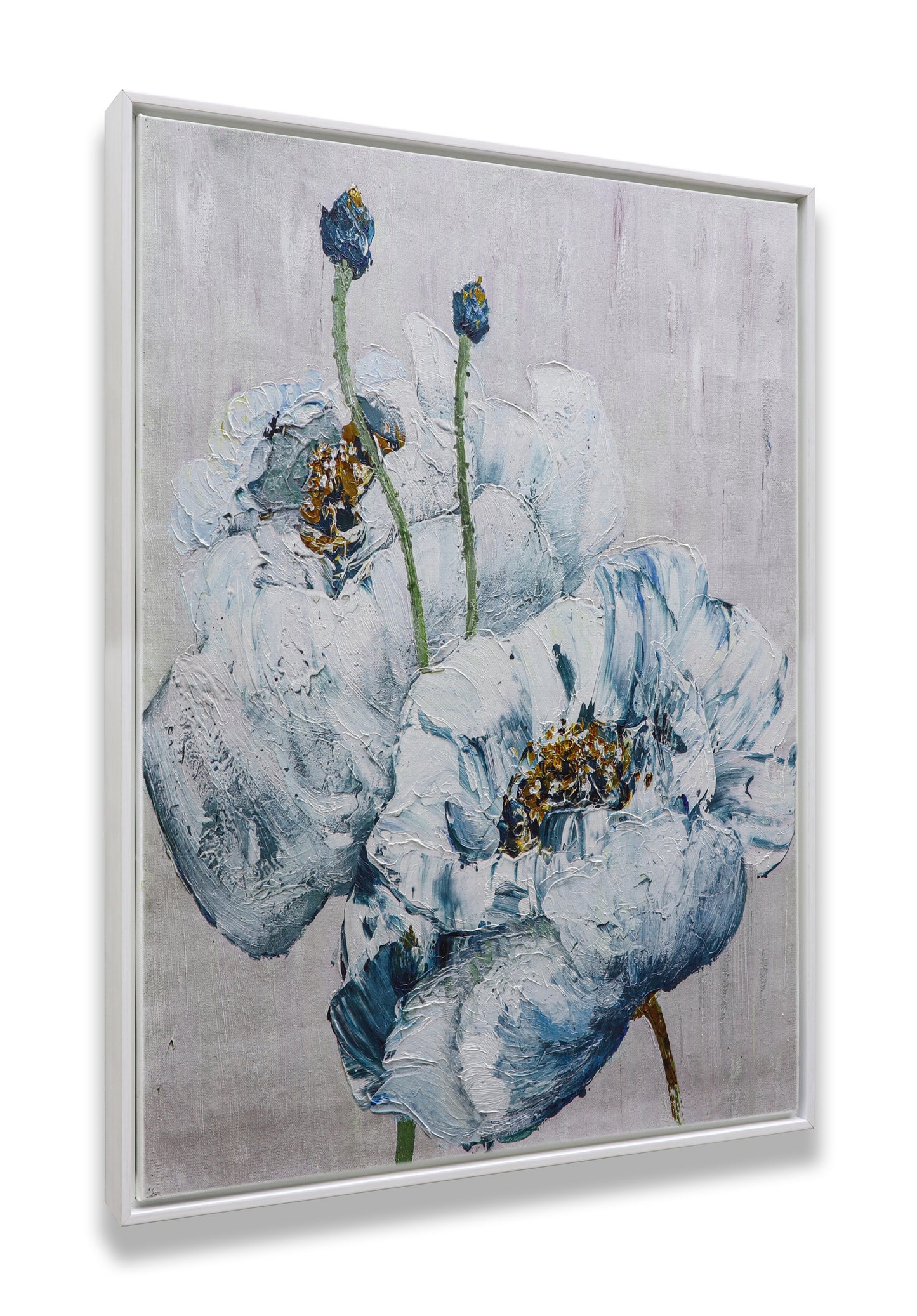Blue and White Poppies