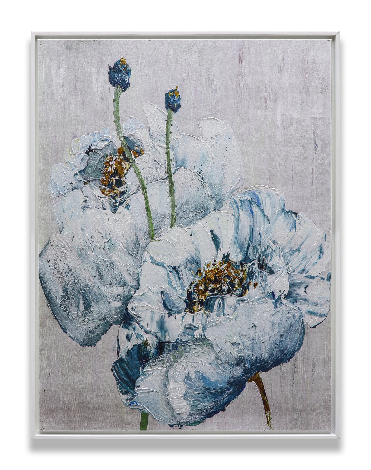Blue and White Poppies