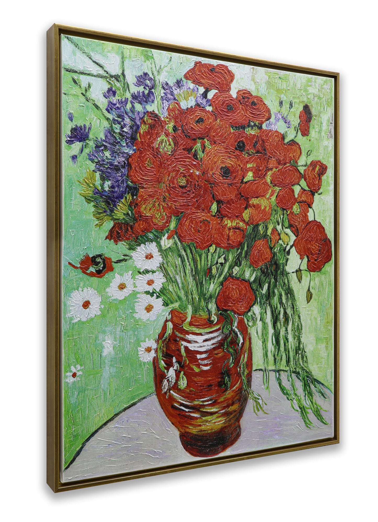 Vase with Red Poppies and Daisies