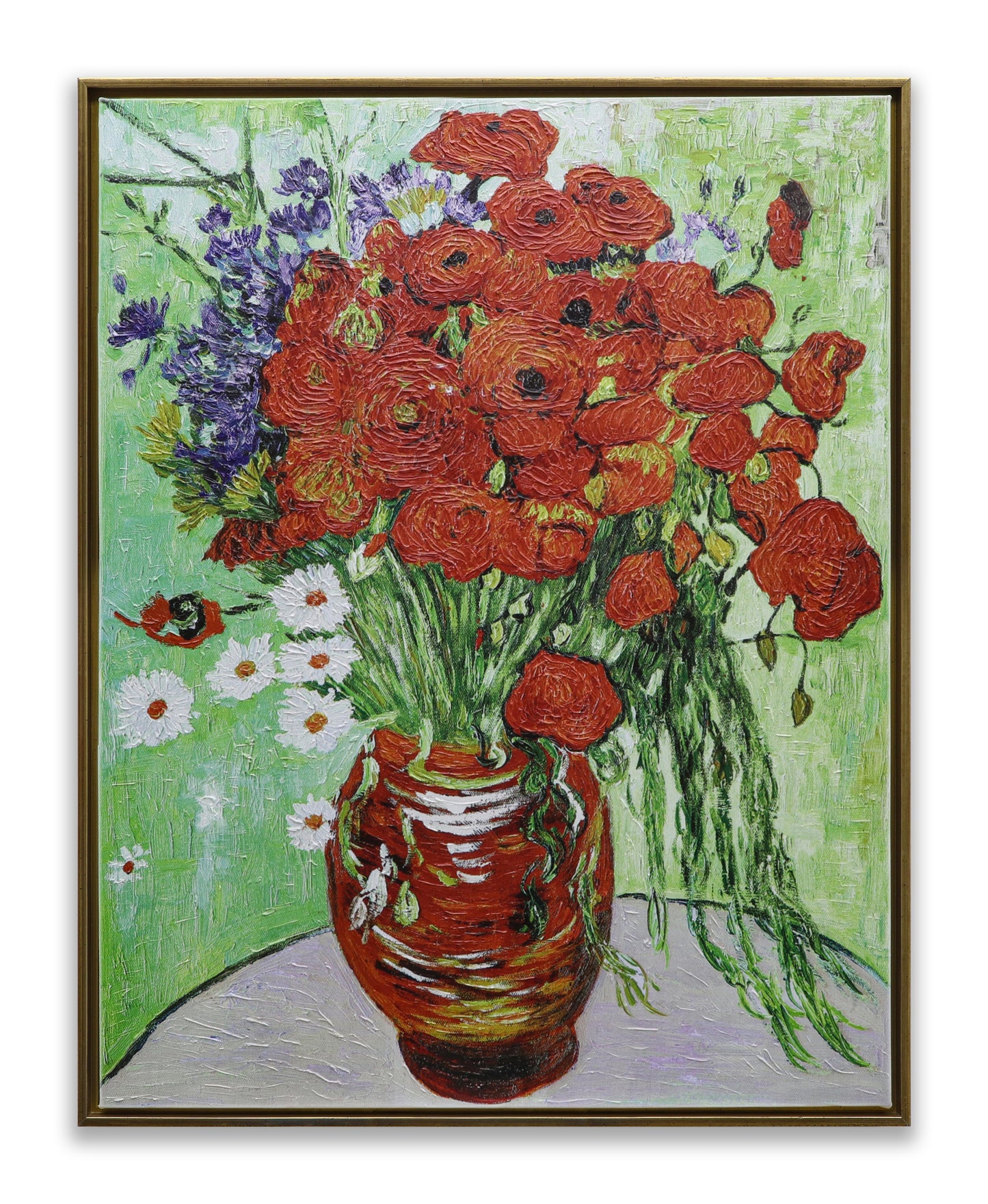 Vase with Red Poppies and Daisies