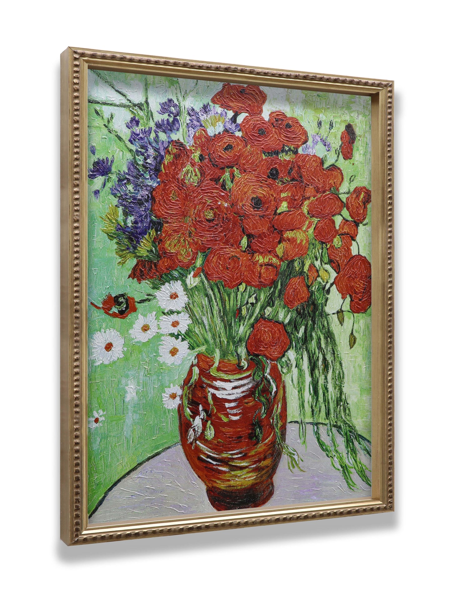 Vase with Red Poppies and Daisies