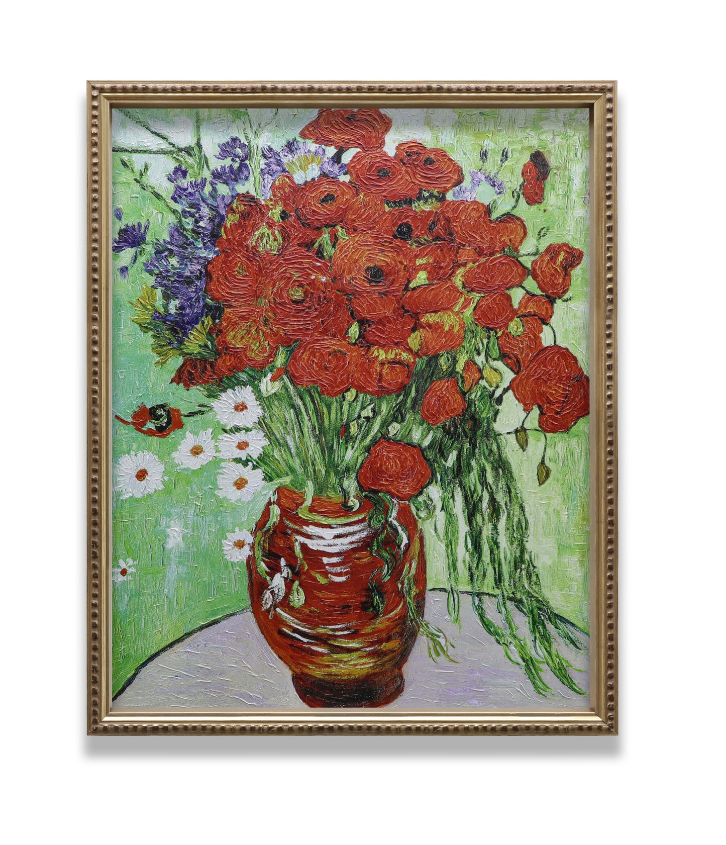 Vase with Red Poppies and Daisies