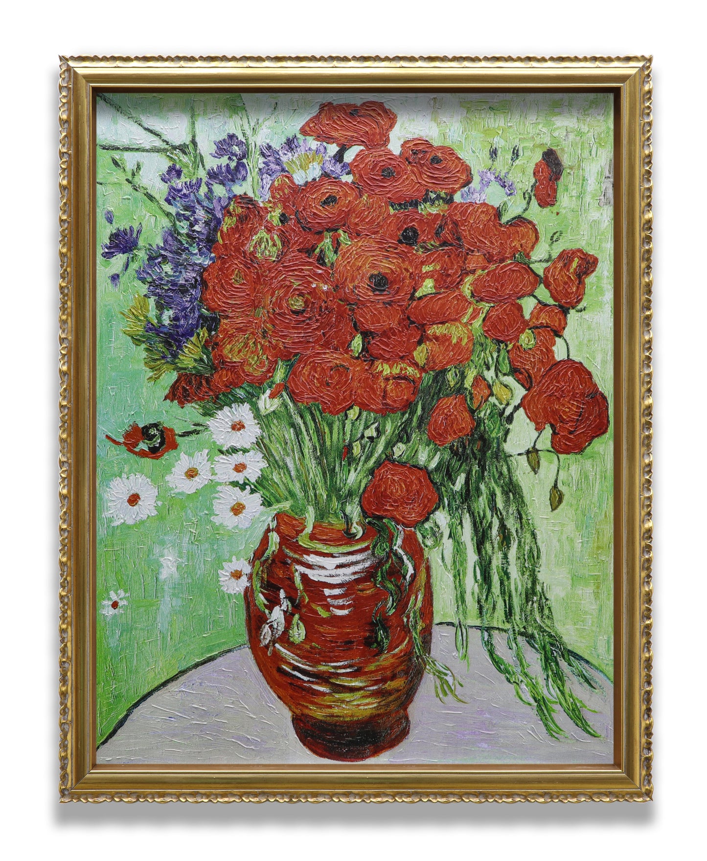 Vase with Red Poppies and Daisies