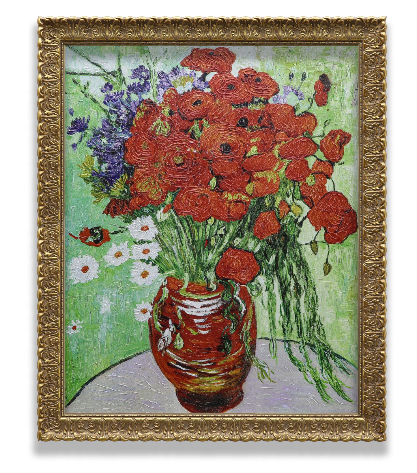 Vase with Red Poppies and Daisies