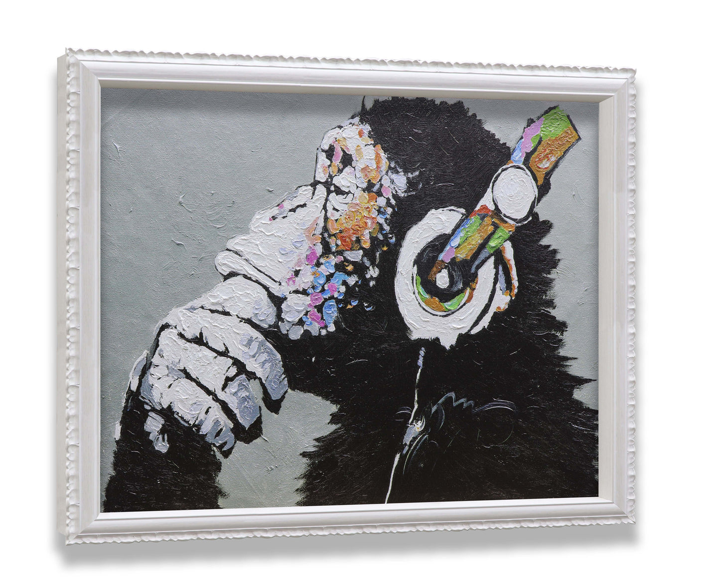 Graffiti Thinking Monkey with Headphones