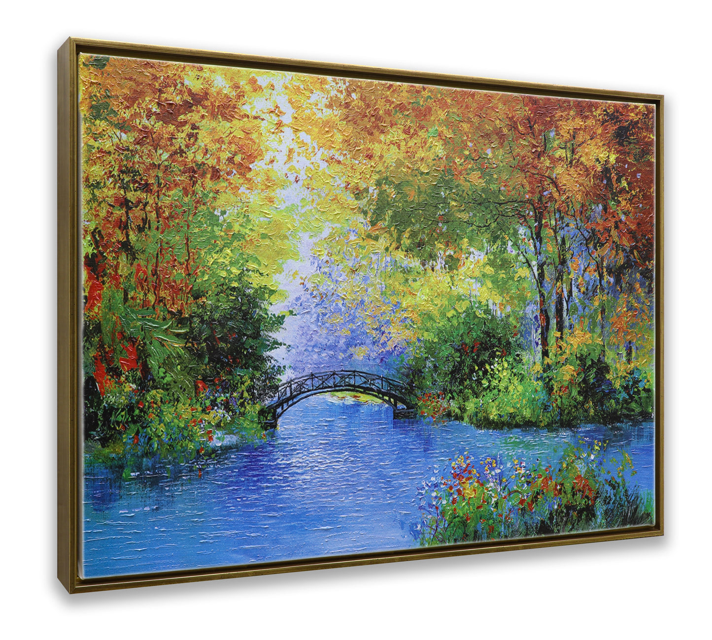 Bridge at the Fall Autumn Forest
