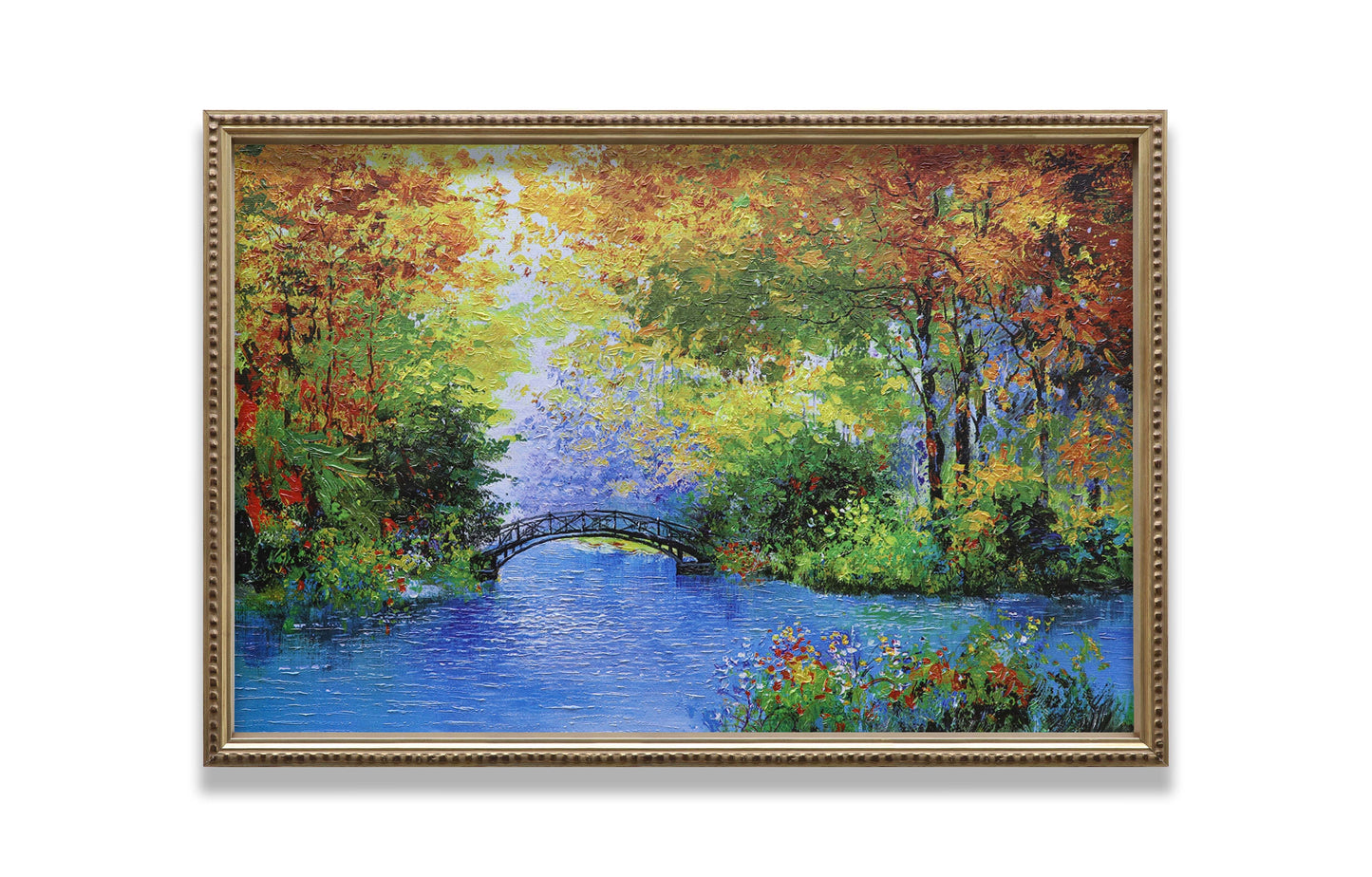 Bridge at the Fall Autumn Forest