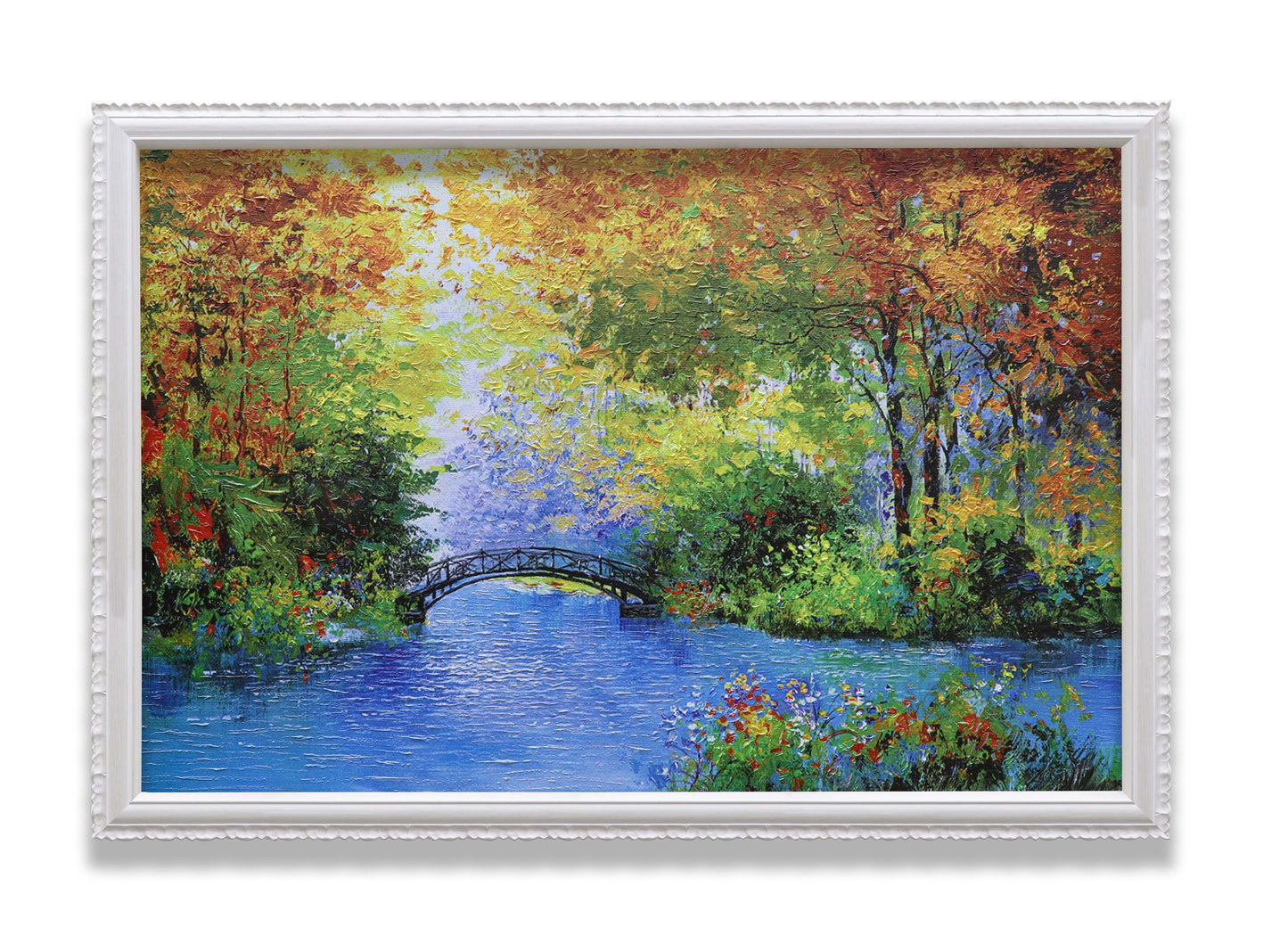 Bridge at the Fall Autumn Forest