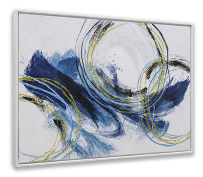 Abstract Blue Black Gold Circls