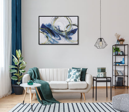 Abstract Blue Black Gold Circls