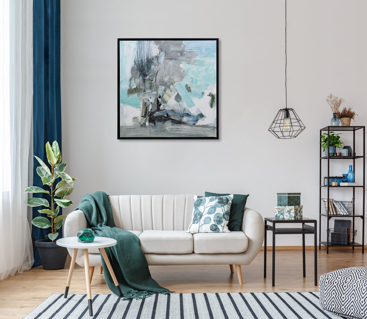 Abstract Blue Grey Black White