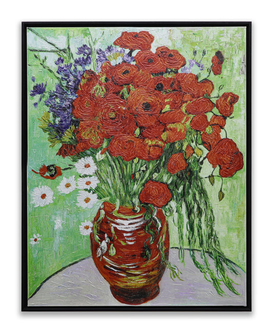 Vase with Red Poppies and Daisies