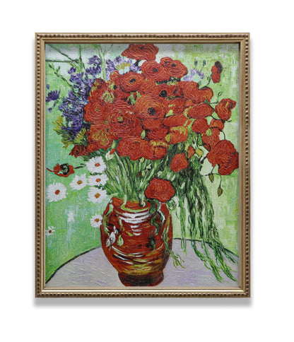 Vase with Red Poppies and Daisies