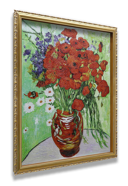 Vase with Red Poppies and Daisies