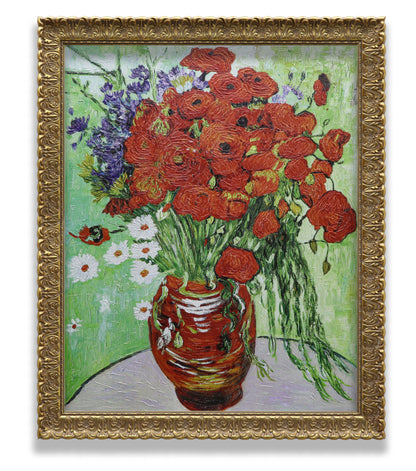 Vase with Red Poppies and Daisies