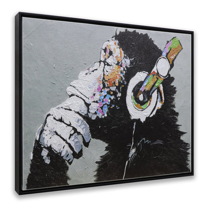 Graffiti Thinking Monkey with Headphones