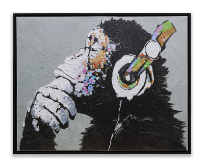 Graffiti Thinking Monkey with Headphones
