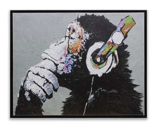 Graffiti Thinking Monkey with Headphones