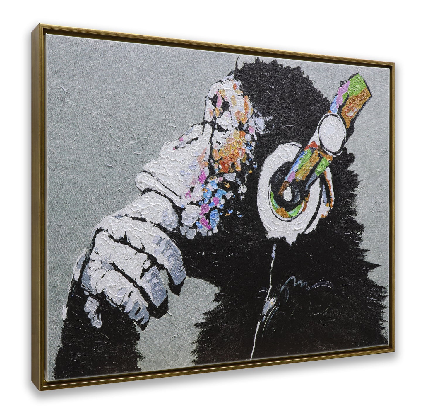 Graffiti Thinking Monkey with Headphones