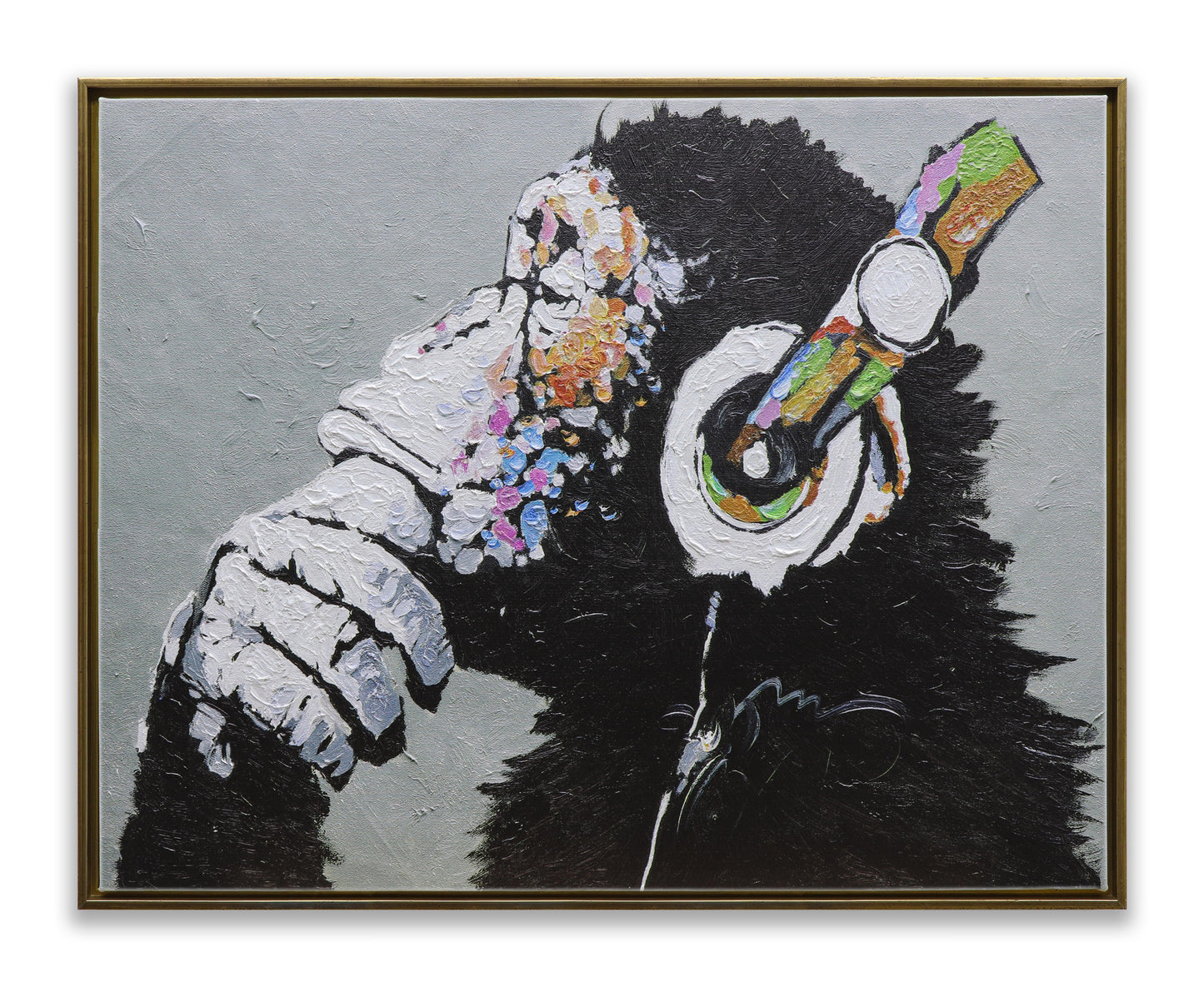 Graffiti Thinking Monkey with Headphones