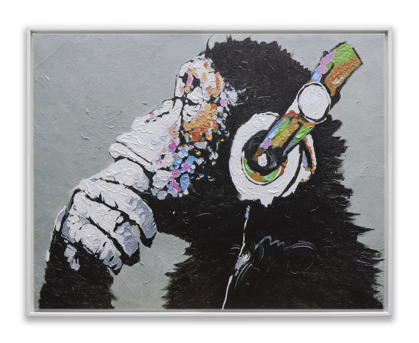 Graffiti Thinking Monkey with Headphones