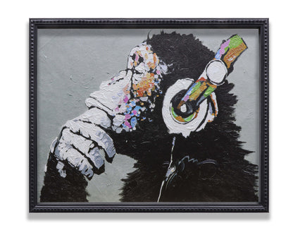 Graffiti Thinking Monkey with Headphones