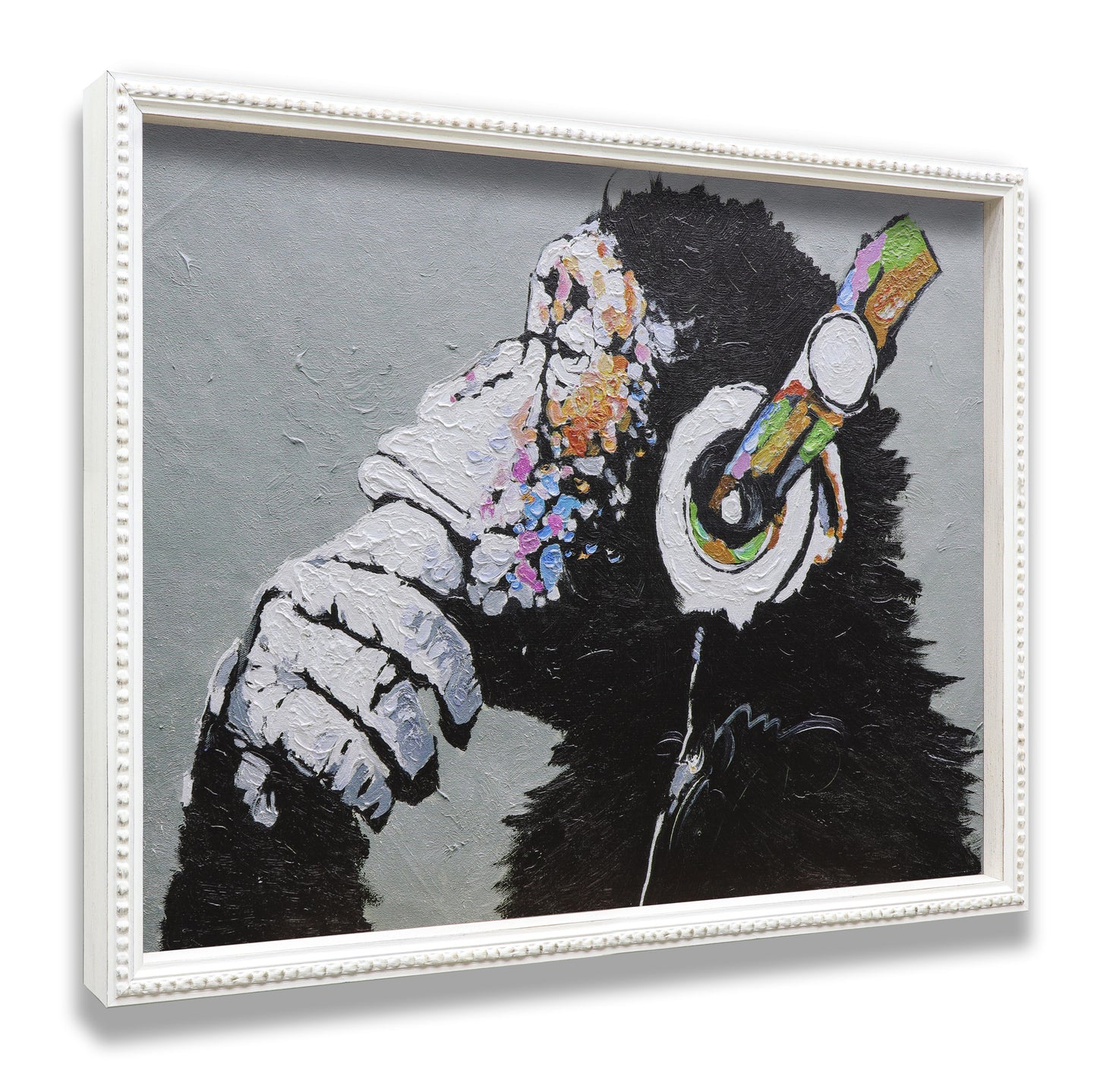 Graffiti Thinking Monkey with Headphones