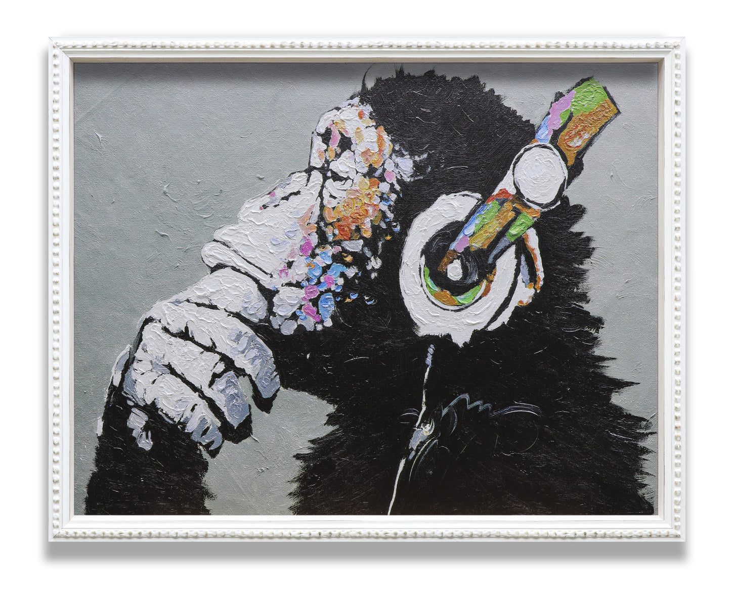 Graffiti Thinking Monkey with Headphones