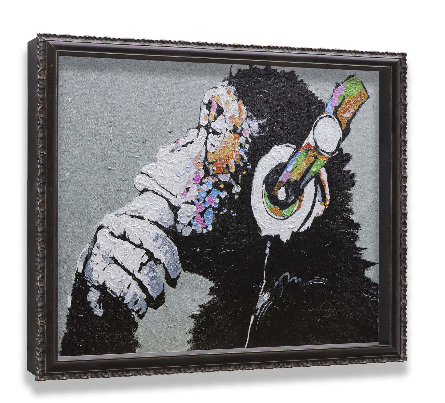 Graffiti Thinking Monkey with Headphones