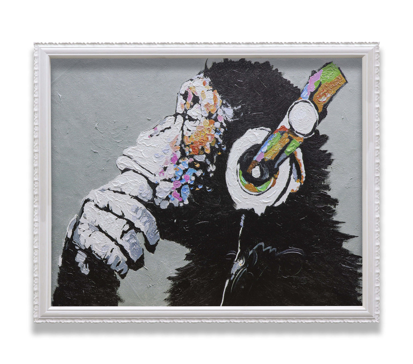 Graffiti Thinking Monkey with Headphones