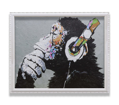 Graffiti Thinking Monkey with Headphones