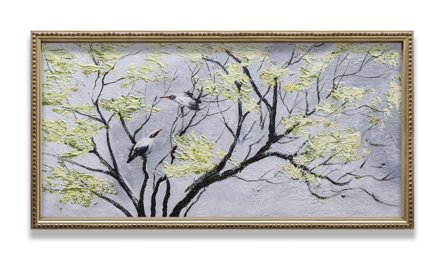 Black & White Birds on Tree