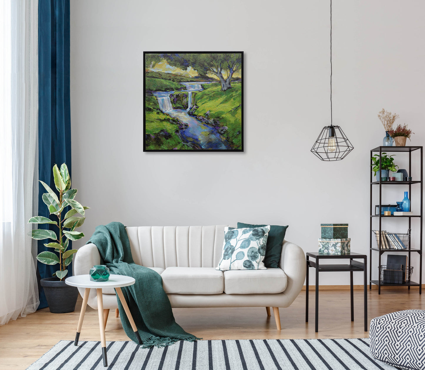 Waterfall Flowing Into River