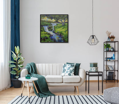 Waterfall Flowing Into River