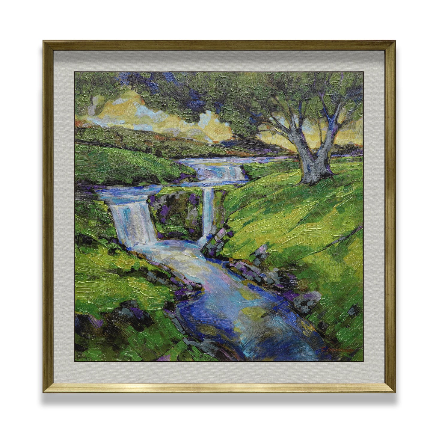 Waterfall Flowing Into River